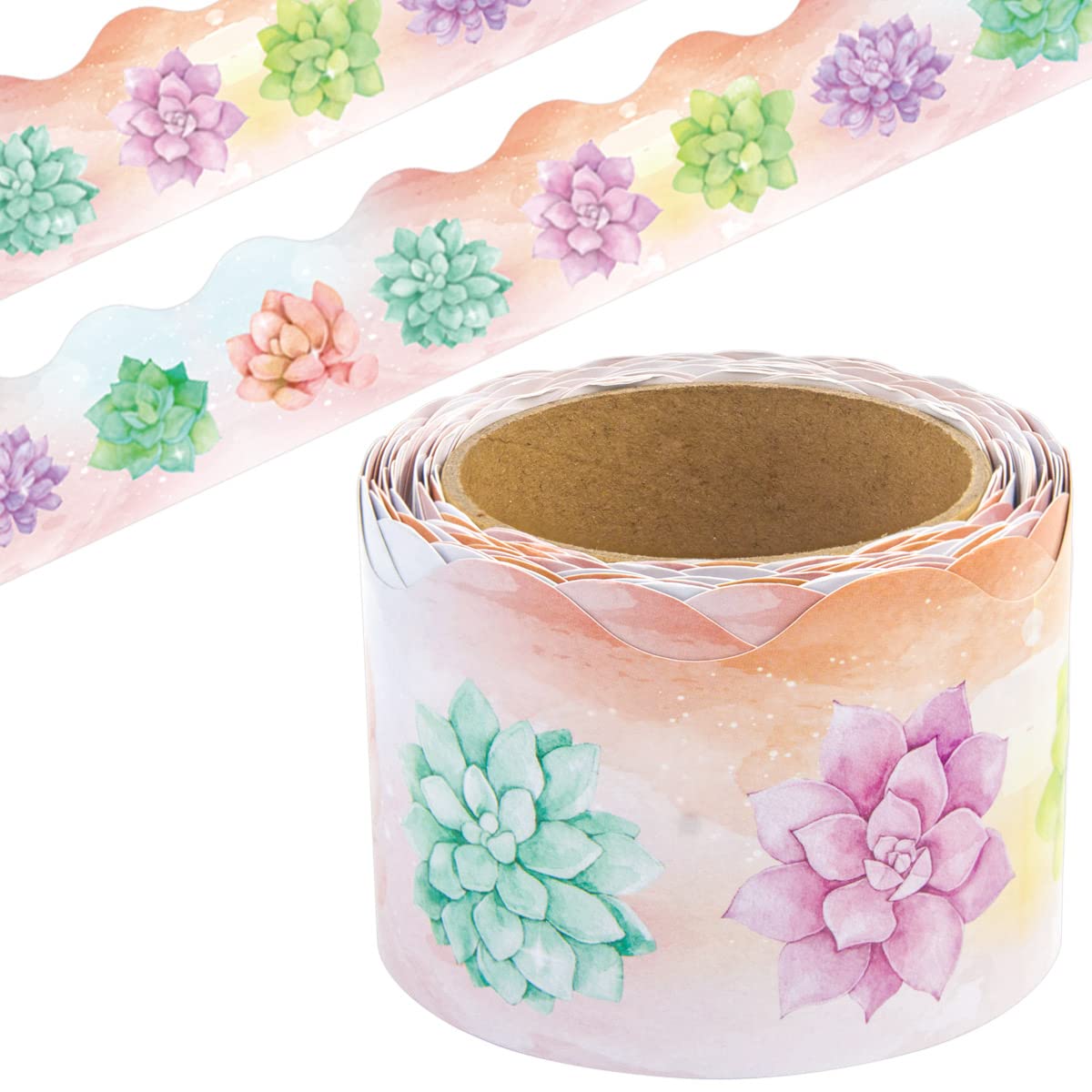 Photo 1 of Watercolor Succulent Bulletin Board Border Trimmer for Classroom 36ft One Roll