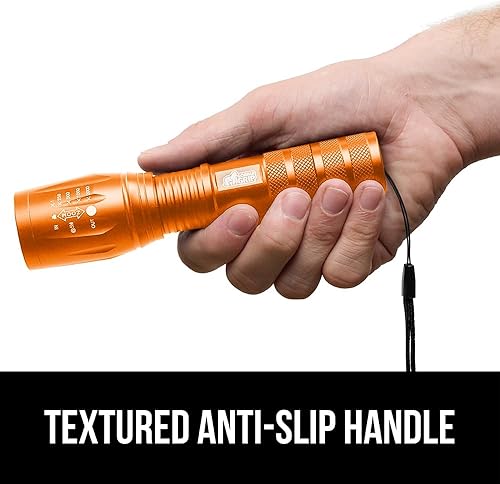 Miniatura 7 de Gorilla Grip Linterna táctica LED pequeña y ultrabrillante, 5 modos ajustables, alcance hasta 750 pies, impermeable, batería de larga duración, para