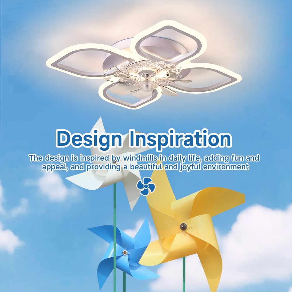 Deckenventilator mit LED-Beleuchtung 68cm, Weiß - 6 Geschwindigkeitsstufen, Dimmbare Deckenlampe für Wohnzimmer & Schlafzimmer, Licht & Ventilator Separat Schaltbar