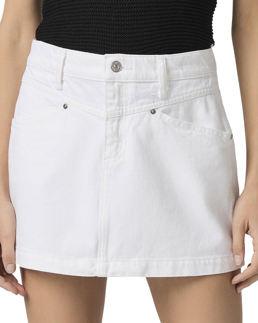 PAIGE Womens Ryder Laundered White Denim Skirt, 25