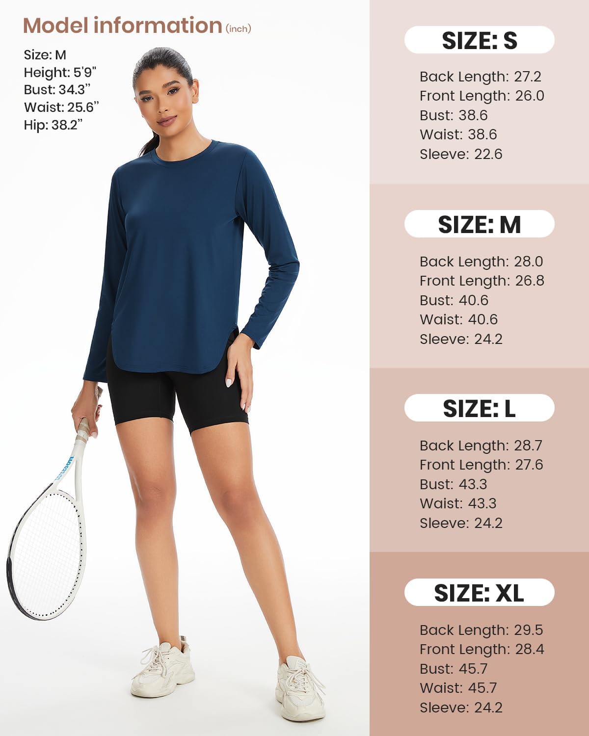 Xelky 3 Pack Womens Workout Long Sleeve Tops Quick Dry UPF 50+ Athletic T-Shirts Sun Protection Yoga Shirts Running Tee - Image 6