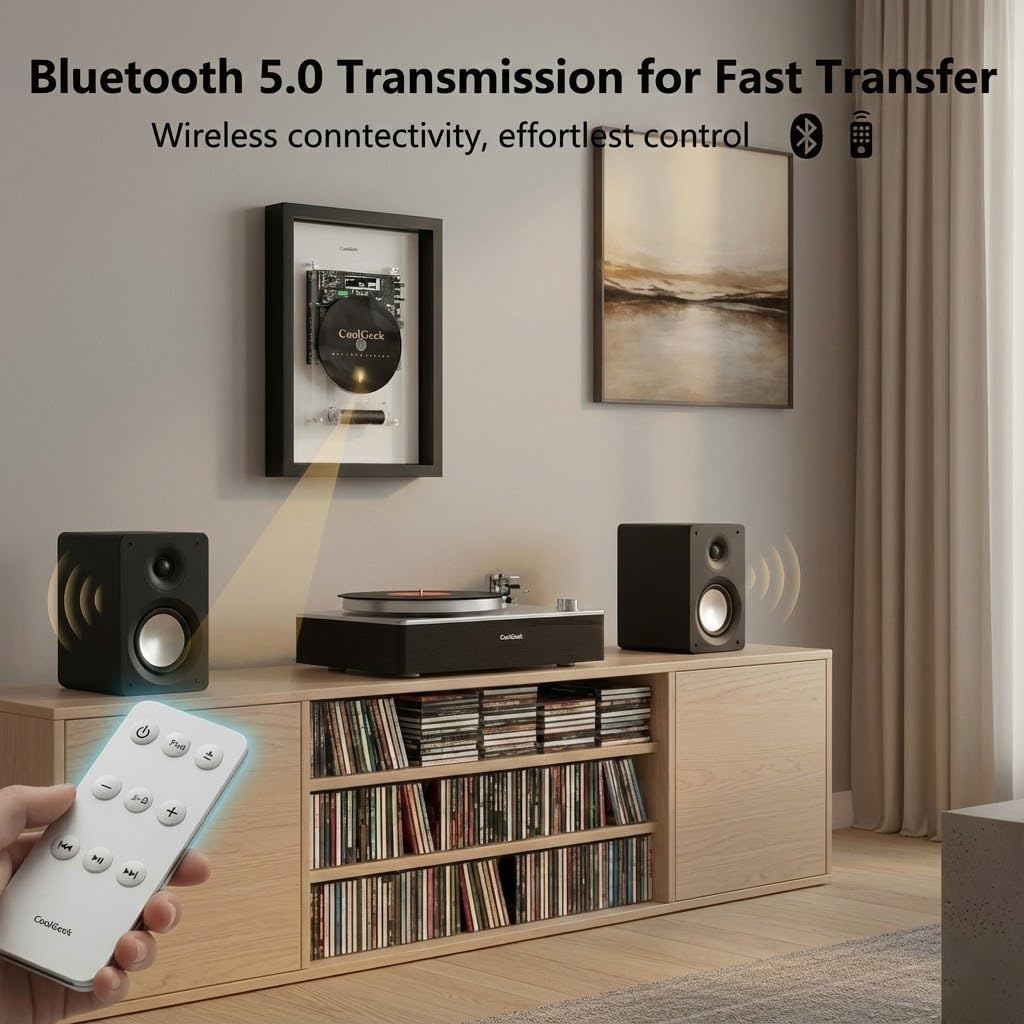 M1 Vertikaler Bluetooth CD-Player, Tragbar, Transparentes Design, Transparenter vertikaler CD-Player mit Bluetooth-Sender, 8 Std. Akku, Wand- oder Tischmontage, HiFi-Klang