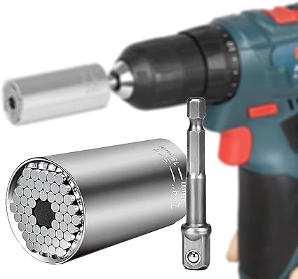 QUDDY Universal Wrench Socket Tools Multi-Size in One Self Adjustable for Regularity or Irregularity Screw Improvement & Joint for Electric Drill, Flat, Fixed Square and Hex - 7Mm-19Mm