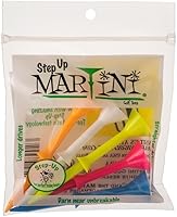 Martini Step-Up Golf Tees 3-1/4 Inch Assorted Colors - 10 Durable Polymer Tees for Farther, Straighter Drives