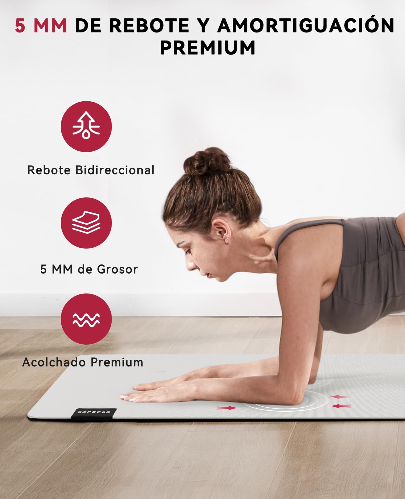 HAPBEAR Esterilla Yoga Grande, 183×76cm×5mm, con Correas de Velcro y Bolsa de Transporte, Antideslizante Colchoneta Deporte Fitness, Yoga Mat en Casa para Mujeres y Hombres