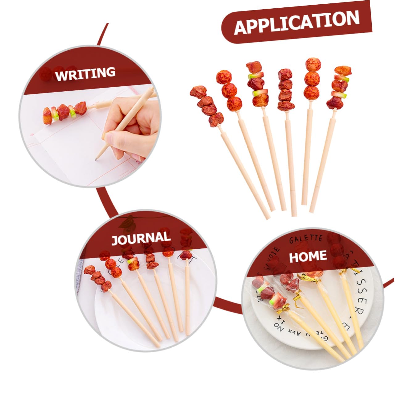 24 Pièces Stylo Bille Pointe Fine Créatif Forme de Brochette Stylos Fun et Élégants pour École et Bureau Fournitures de Papeterie Esthétiques