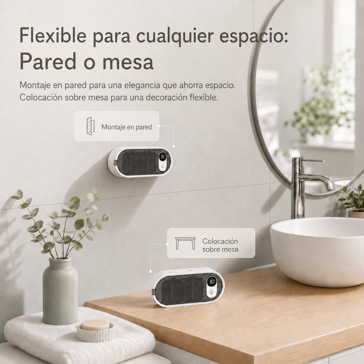 Sobremesa o Pared Difusor de Aceites Esenciales con Doble Boquilla, Sensor Movimiento, Temporizador, sin Agua, 100ml Hiltonn & Ocean Difusor de Aromas para Baño, Dormitorio y Salón