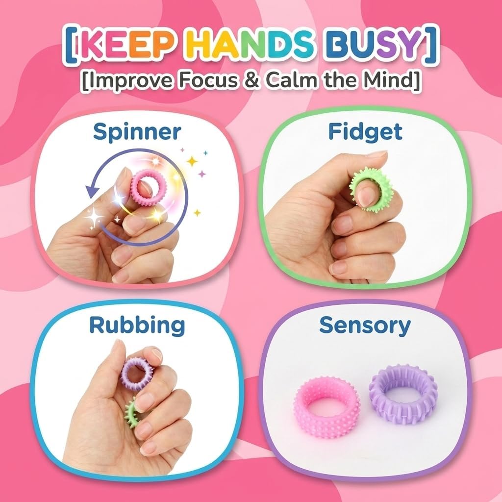 Mr. Pen- Fidget Toys Sensory Rings, 18 Pack | Textured Ring Sensory Toys for Kids with Autism, Calming Fun Fidget Fidgets for Classroom Prize, Individuals with ADHD