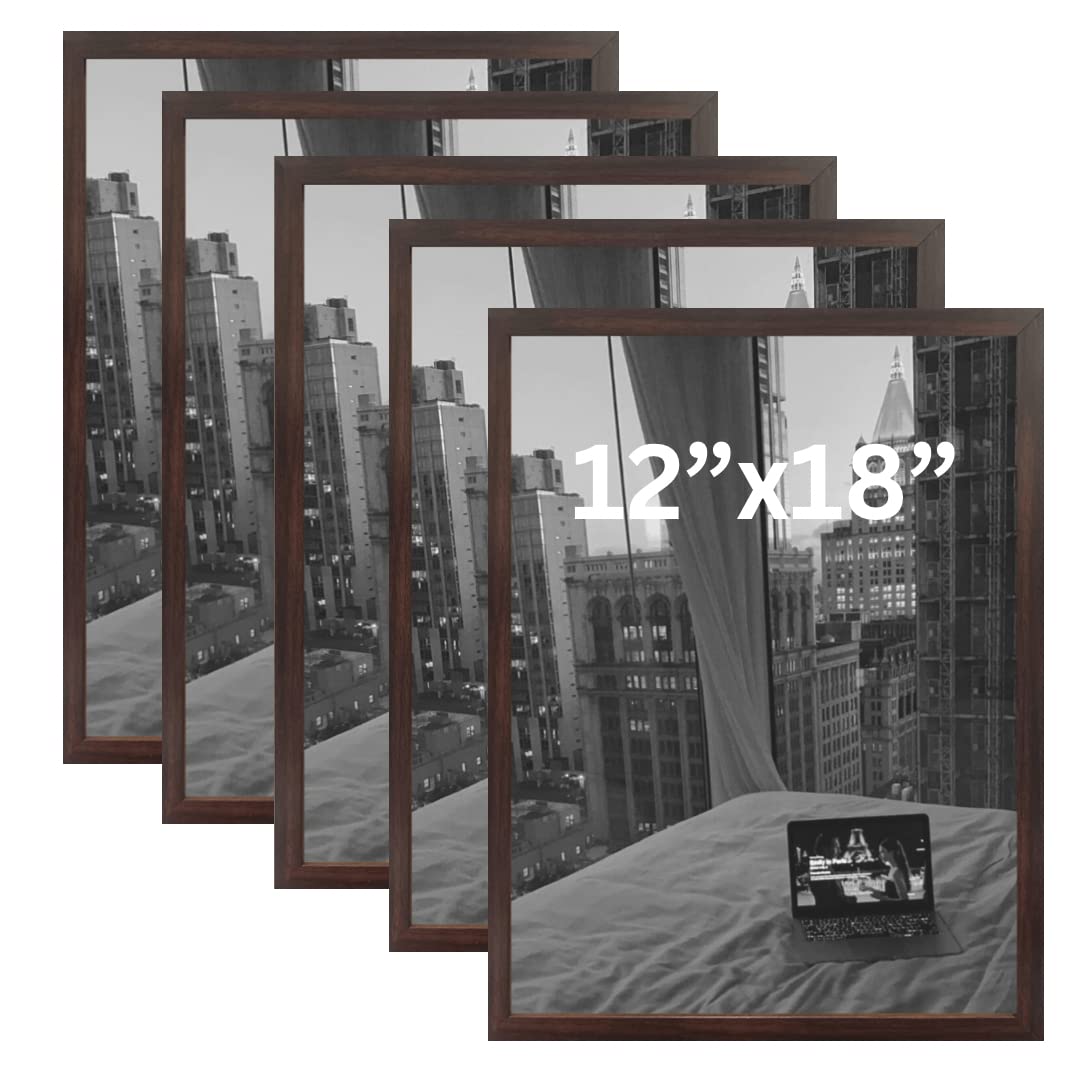 AbhiKalpya Art Studio A3 Size Photo Frame For Document, Photo, Quote,Certificate Wall Hanging Picture Frame For Home and Office Wall Decoration,Size Medium 12x18 inch, Brown (Set of 5)
