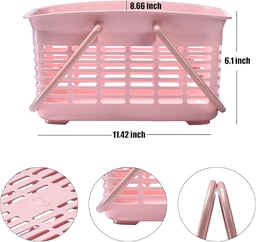Miniatura 2 de ALINK - Cesta de ducha de plástico con asa, organizador de almacenamiento portátil para dormitorio universitario, baño, cocina - Rosa