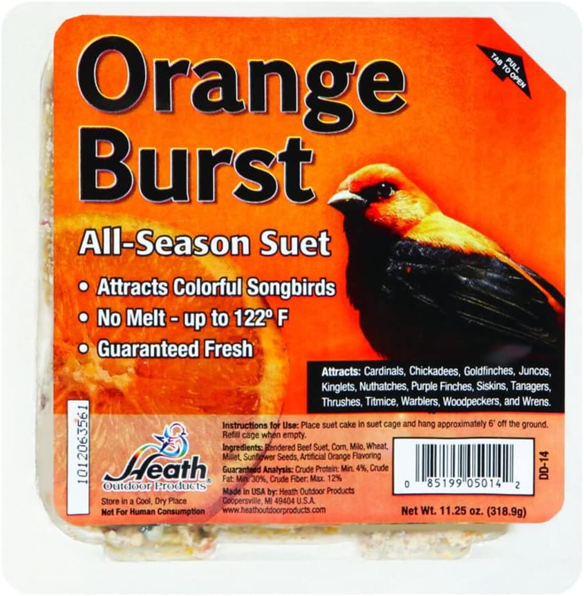 Heath Orange Burst Songbird Suet Beef Suet 11.25 Oz. - Case Of: 12