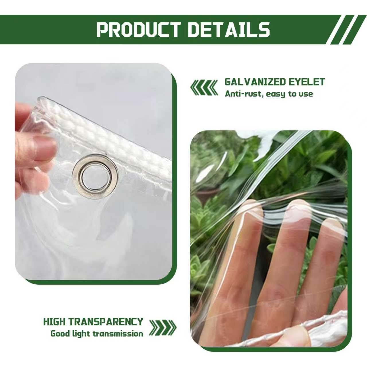 Abdeckplane Wasserdicht-mit ösen-Transparente Plane,Durchsichtige Tarp für Außenbereich Pflanzen Gewächshaus Garten MöBel Pet Hutch Dach (PVC) (3x3m)