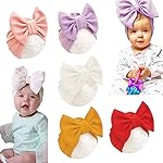 jerague Baby Head Wrap with Big Bowknot Cap 5 Pack Toddler Kids Girl Soft Cotton Turban Hat Nursery Beanie for Boy Girl