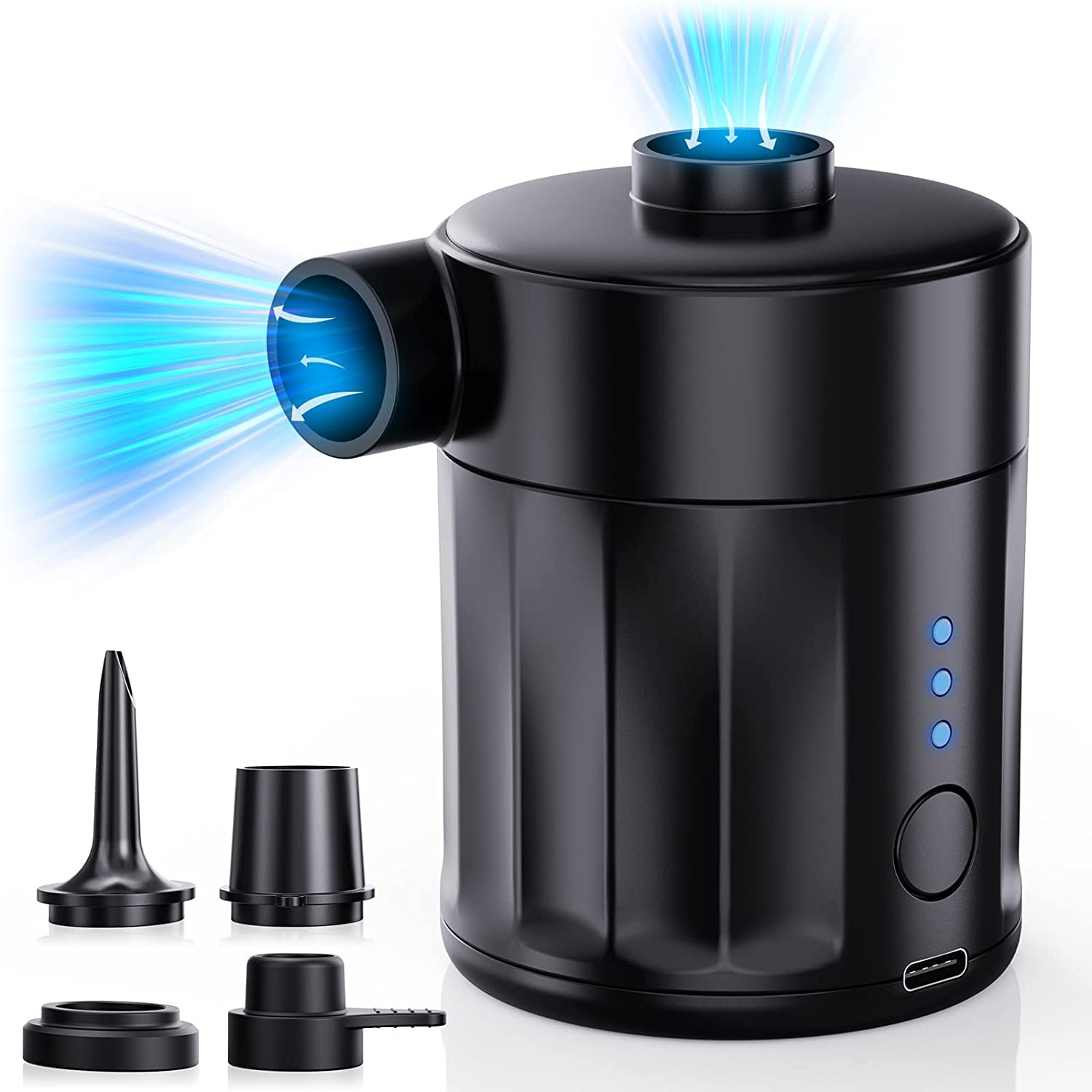 Electric Air Pump for Inflatables, Paddling Pool Pump, Portable Air Bed Pump, Electric Pump for Air Mattress Mini Rechargeable USB for Swimming Pool, Pool Toys, Floats, Vacuum Storage Bags