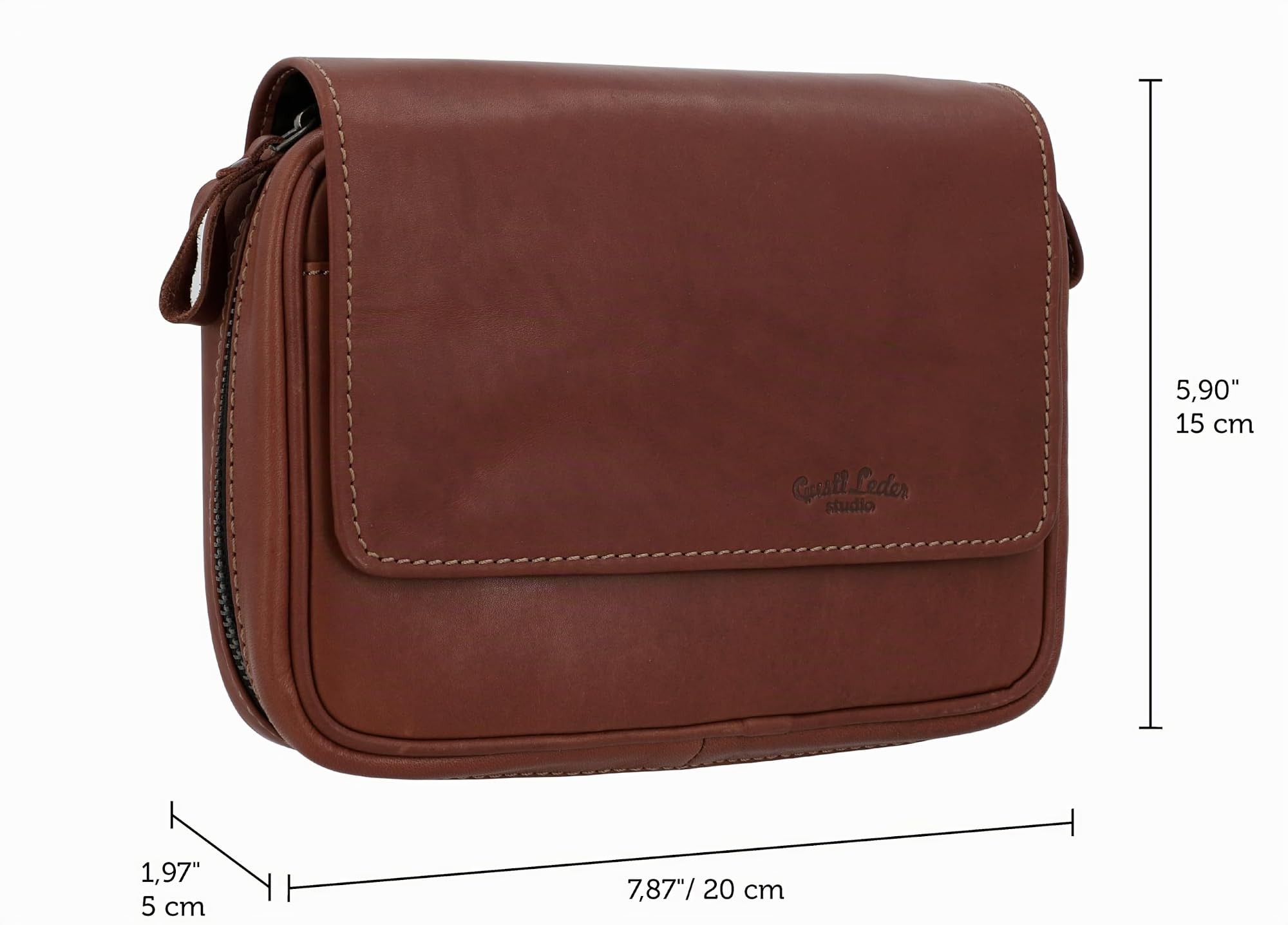 Gusti porta pipe in pelle - Rupert per 4 pipe scomparto extra per tabacco tessuto interno realizzato in pelle marrone