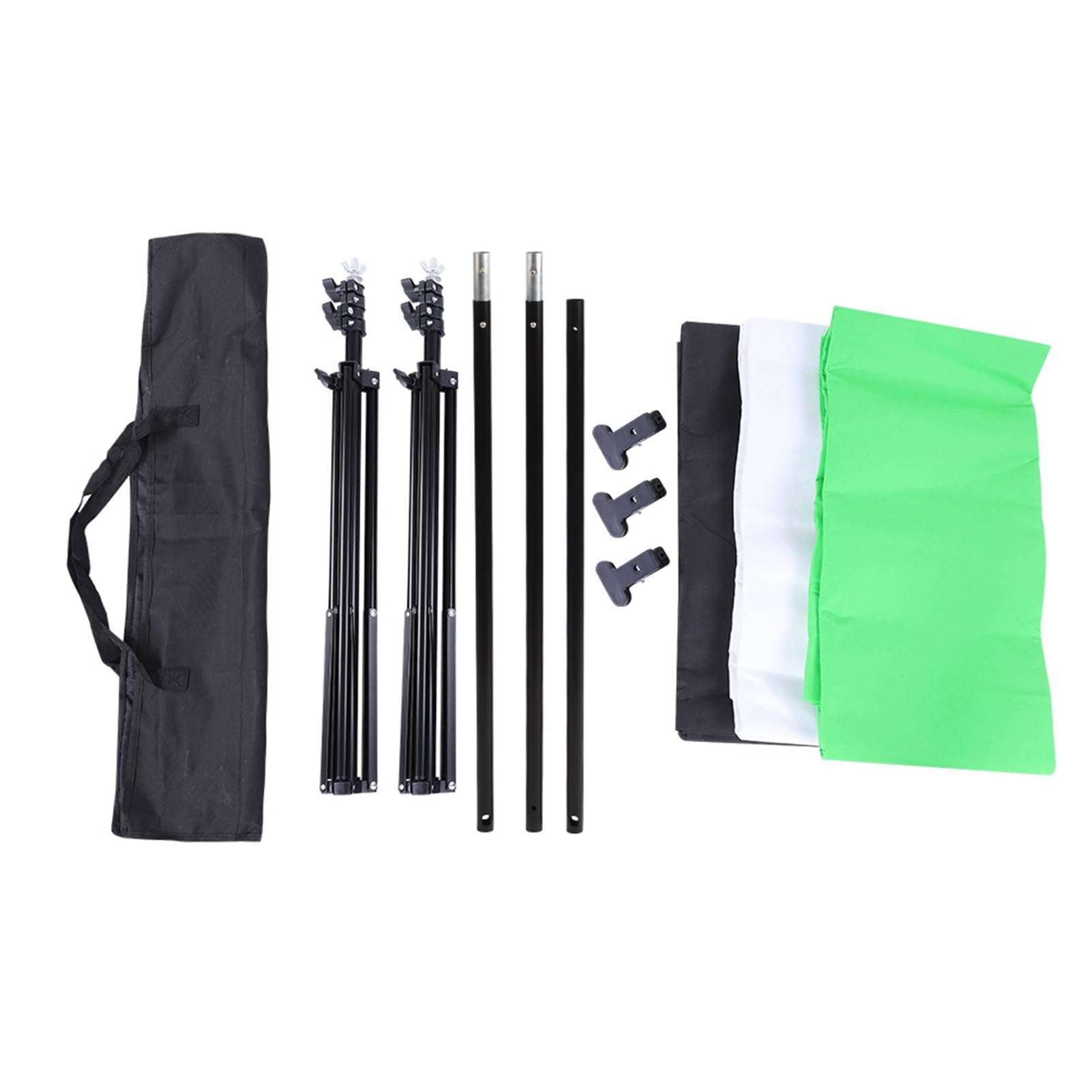 Hidyliu Kit Fondale Chromakey 2 * 2 M con Tessuti Non Tessuti Neri Verdi per Uso in Studio Fotografico