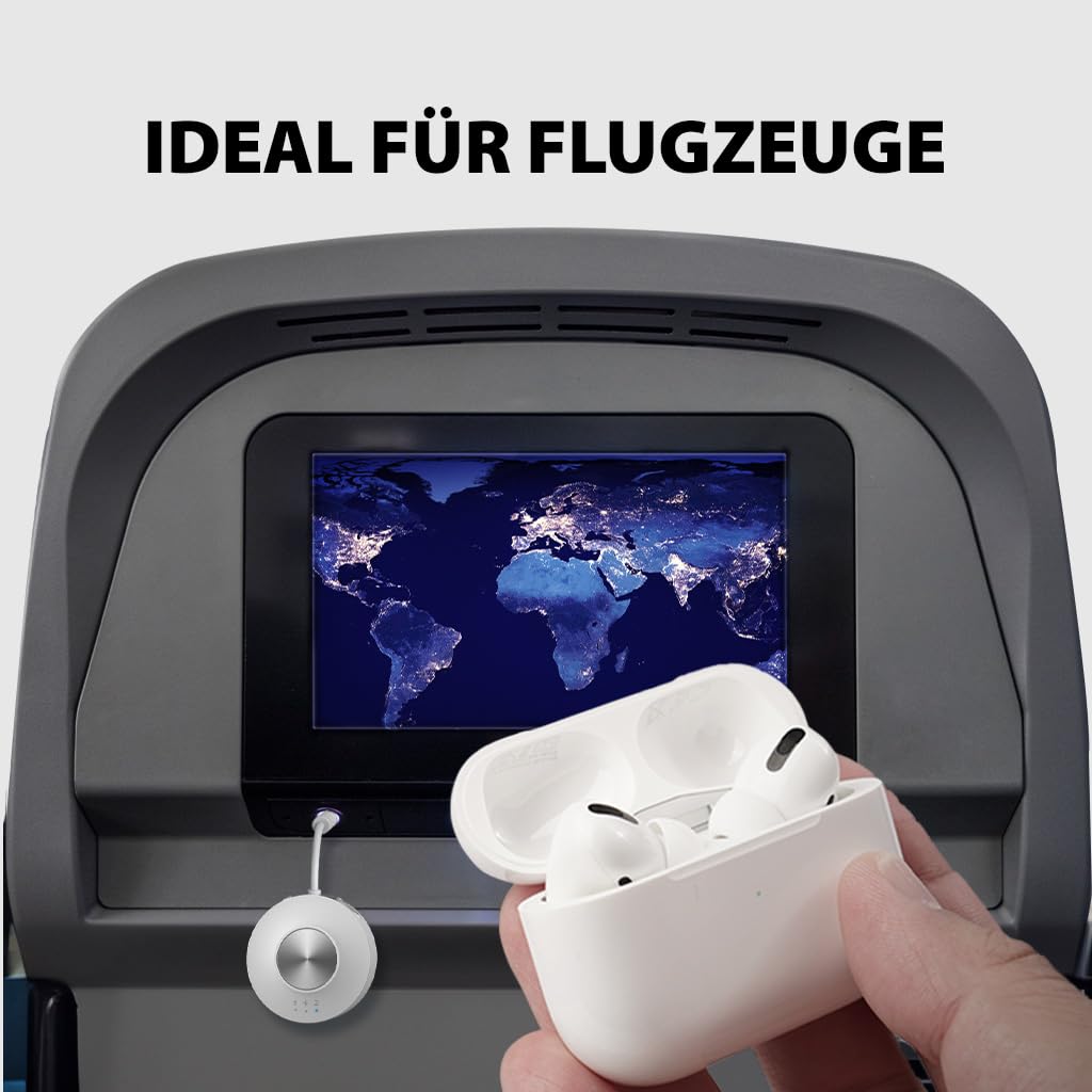 Avantree SoundJet R2 – Bluetooth 5.3-Adapter für Flugzeug und PC, unterstützt Airpods (Pro) und Bluetooth-Kopfhörer, aptX Adaptive & Low Latency, kabelloser Audiosender für den Flug