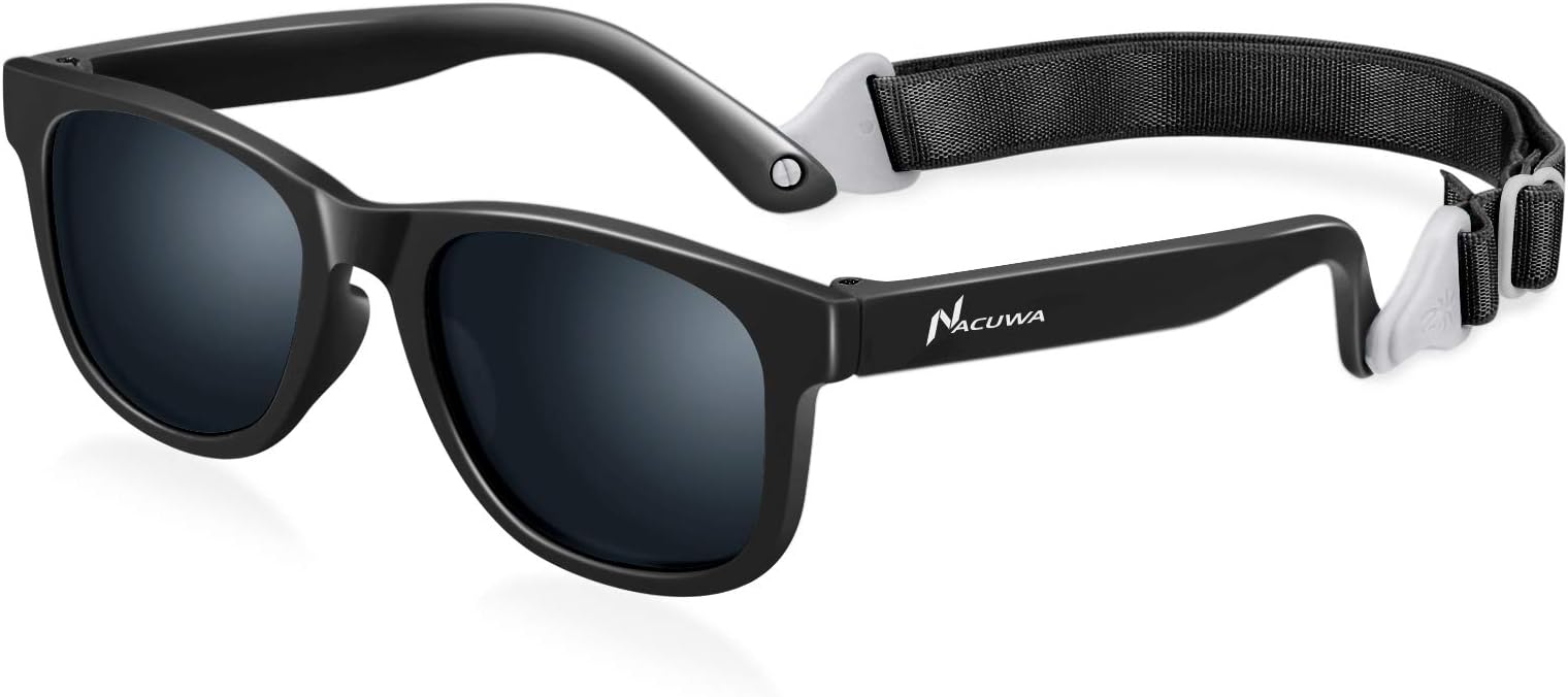 Nacuwa Baby Sunglasses - 100% UV Proof Sunglasses for Baby, Toddler, Kids - Ages 0-2 Years - Case and Pouch included