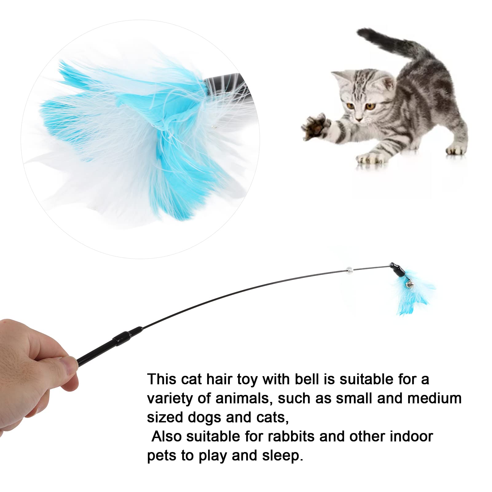 Juguetes Para Varita Para Gatos, Juguetes De Plumas Para Gatos Con Campana, Ventosa, Palo Para Gatos, Caña De Pescar Para Gatos, Juguete Interactivo Para Gatos, Juguetes Para Gatitos(Azul)