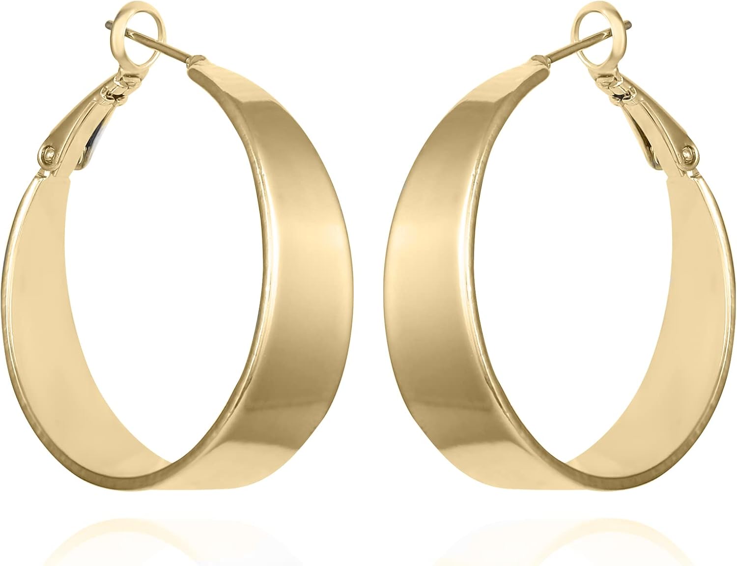 Vince Camuto Gold Tone Thick Band Hoop Earrings For Women