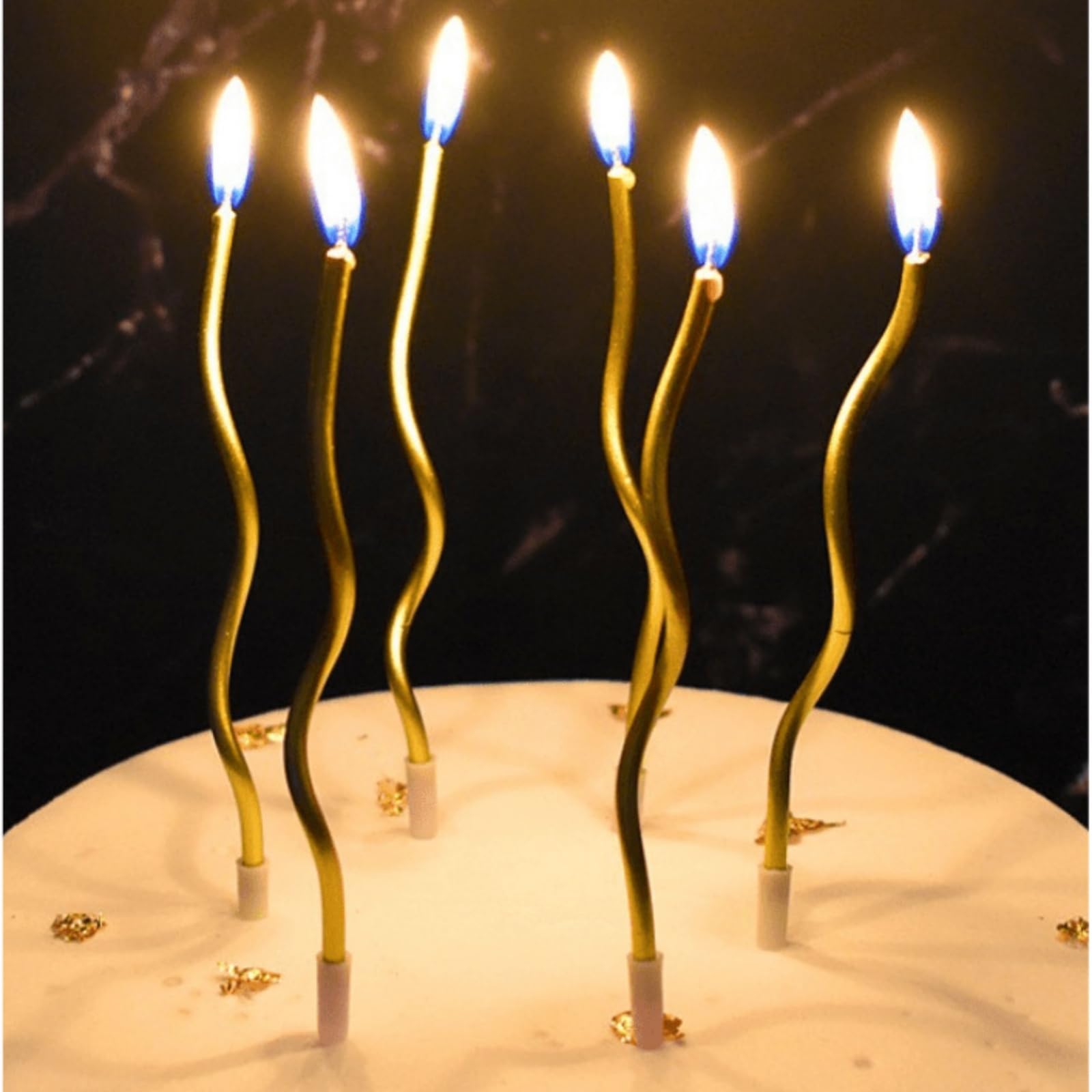 24 Candele Torta di Compleanno,Candele a Spirale di Compleanno Lunga E Sottile con superficie metallica,Candela a Spirale Cupcake per Compleanno Partito Torta Decorazioni (Champagne)