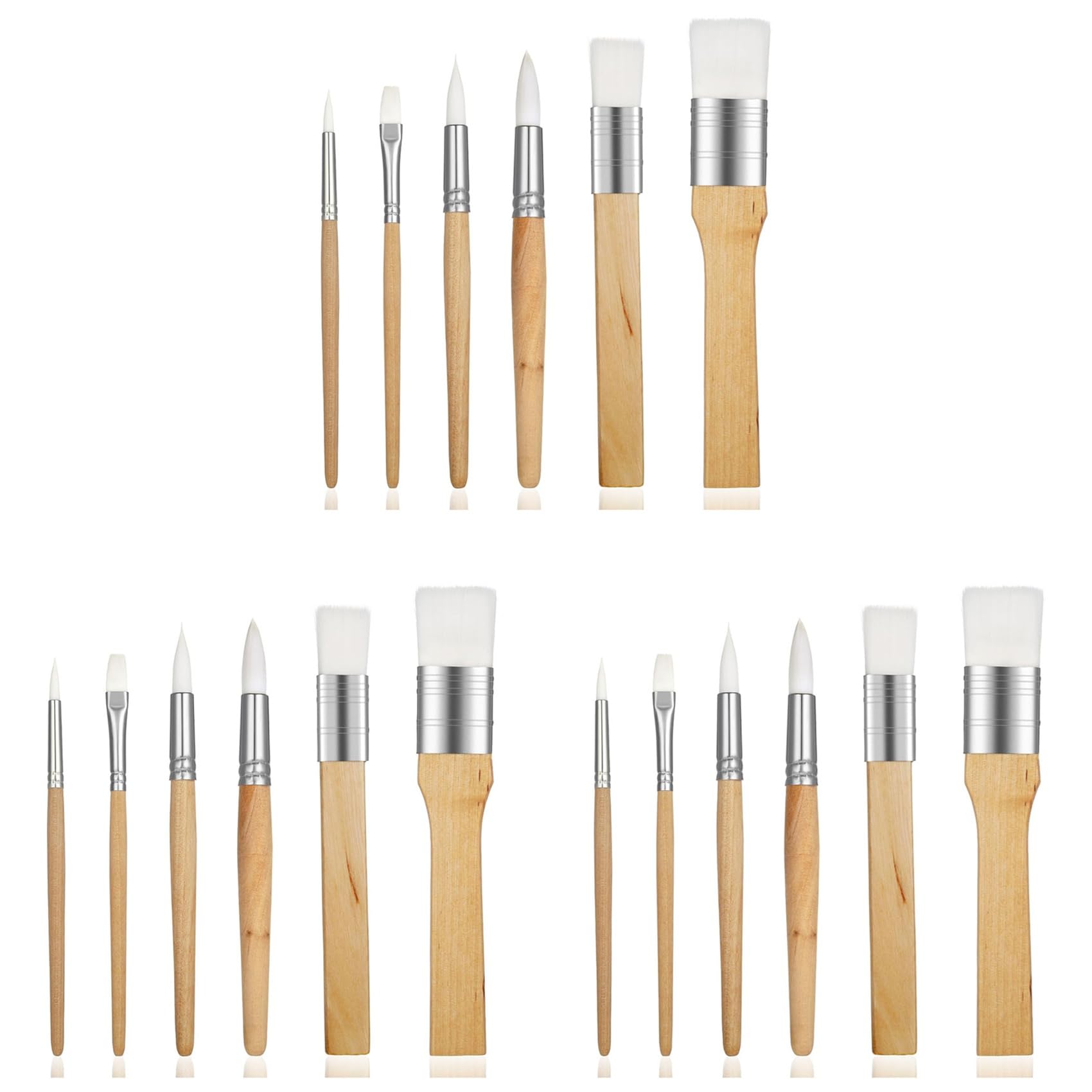 Ctrlzs White Art Paint Brushes Set 18Pieces Wooden Paintbrushes For Artists Adults Kids Body Face Painting