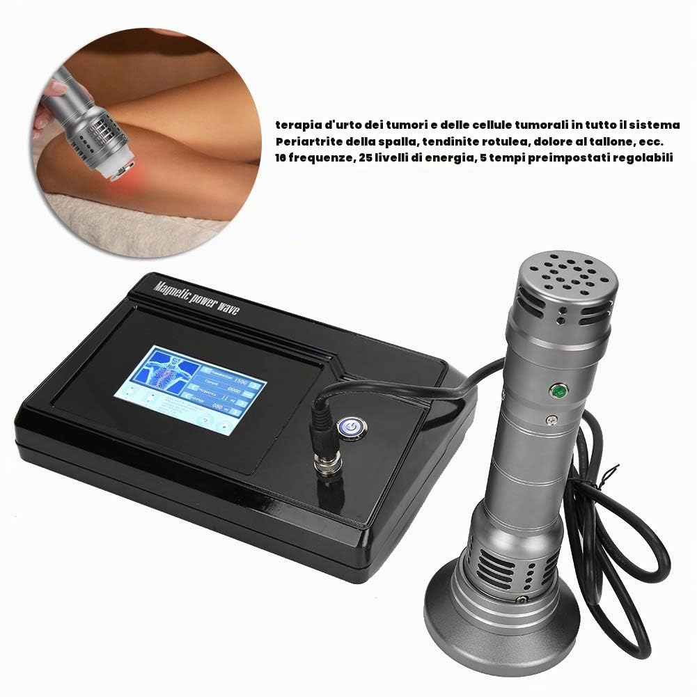 Macchina per Terapia ad Onde d'urto, Macchina per Onde d'urto ED extracorporee con 7 Teste di Massaggio, massaggiatore per Corpo a Onde d'urto elettromagnetico per Full Bady (Nero)(Oro di tungsteno)