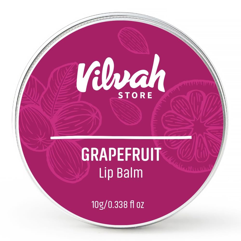 vilvah_STORE Grapefruit Lip Balm | For Dry Damaged And Chapped Lips | Moisturizing Lip Balms | Enriched With Shea Butter, Unrefined Beeswax & Essential Oils | 10G (Multicolor)