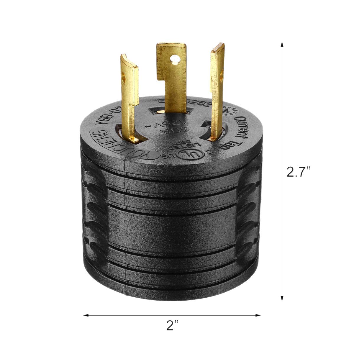 Lot de 3 prises d'entrée 125 V pour camping-car et 1 adaptateur de générateur de véhicule récréatif 3-30 A mâle vers prise d'alimentation 30 A