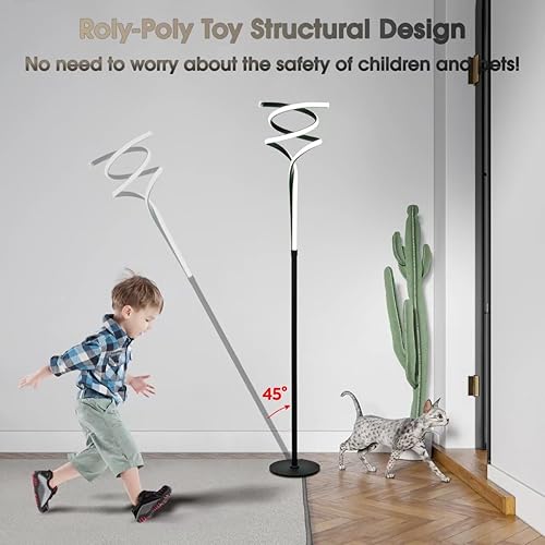 Miniatura 6 de Lámpara de pie, lámparas de pie LED modernas para sala de estar, 2500LM-40W-3 Color regulable, lámpara de pie grande en espiral negra de 63 pulgadas