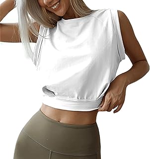 ARRIVE GUIDE Crop Top Athletic Shirts for Women Cute Sleeveless Yoga Tops Running Gym Workout Shirts