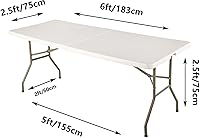 Vista 4 de Paquete de 2 fundas de mesa de elastano de 6 pies, mantel ajustable para mesas rectangulares de 6 pies, fundas elásticas para mesas de patio, fundas