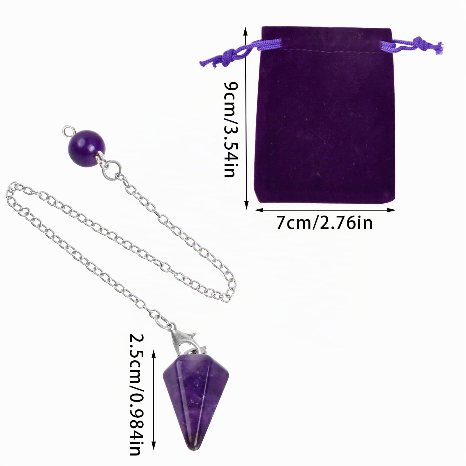 Pendolo di Cristallo di Ametista Guarigione, Meditazione Chakra