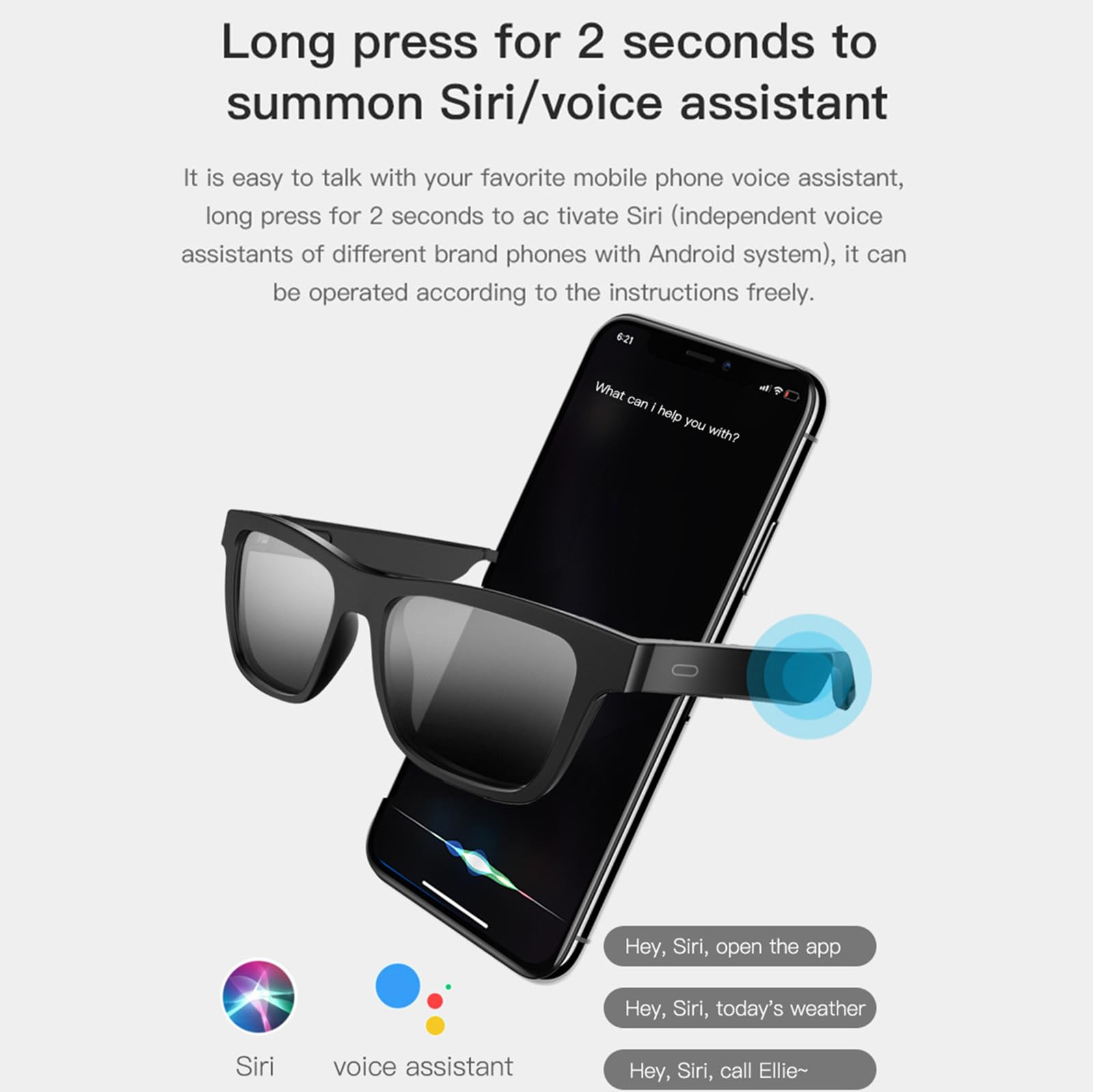 Lunettes Bluetooth intelligentes, Conversation IA, Traduction en Temps réel, Audio Bluetooth, Assistant Vocal de réveil, Lunettes de Traduction IA, pour Voyages, Affaires et études,B