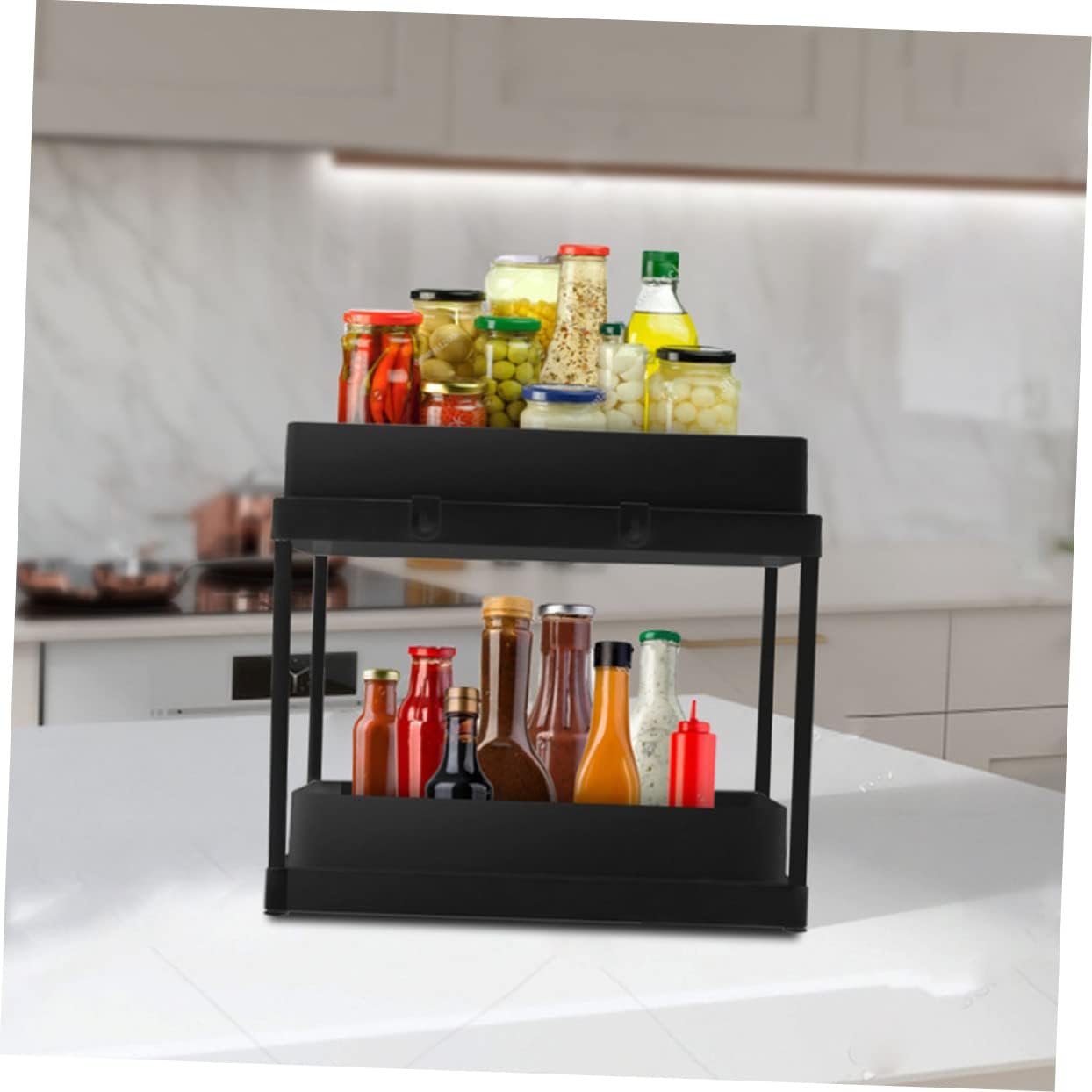 Bathroom under Sink Organizer Expandable Cabinet Shelf Pull Out Kitchen Sink Storage Rack