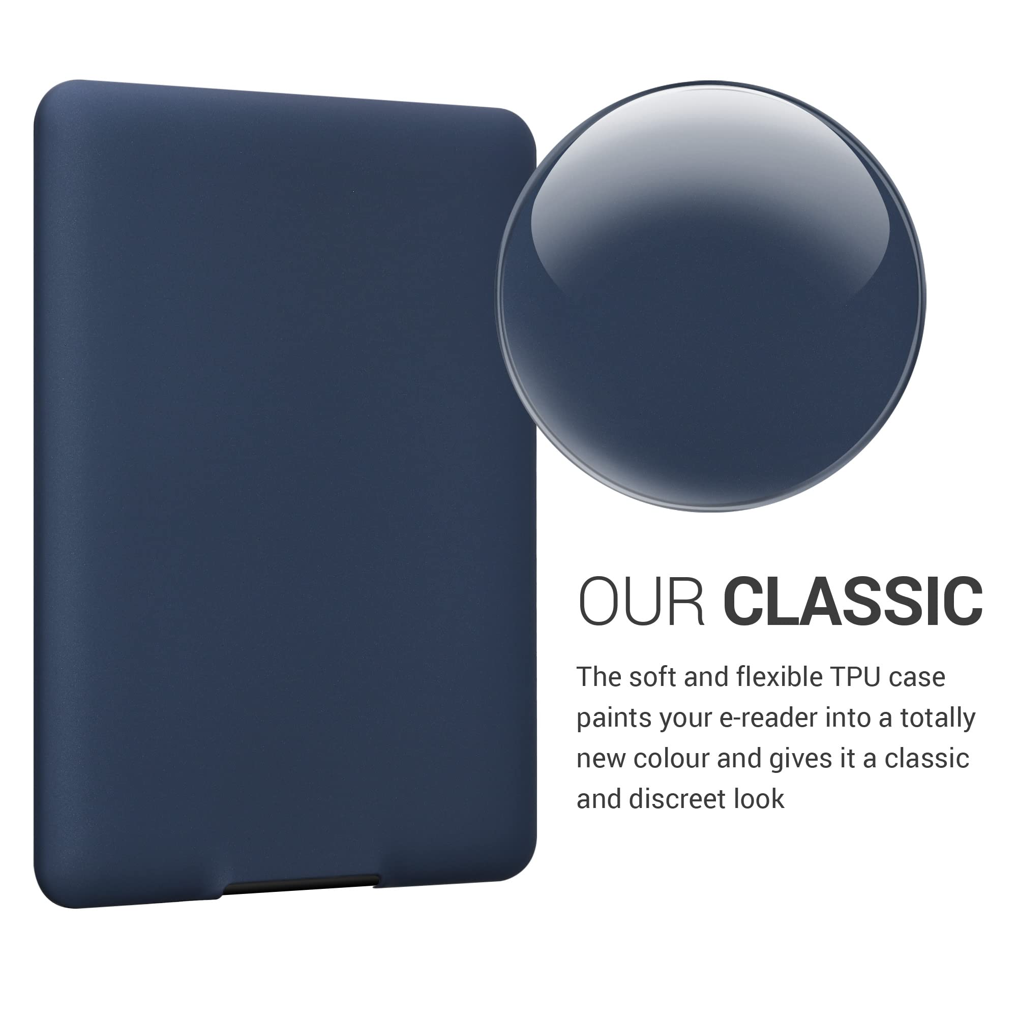 Funda compatible con Amazon Kindle Paperwhite - Tapa trasera de TPU para lector electrónico - (para 2017 y mayores) azul oscuro 3