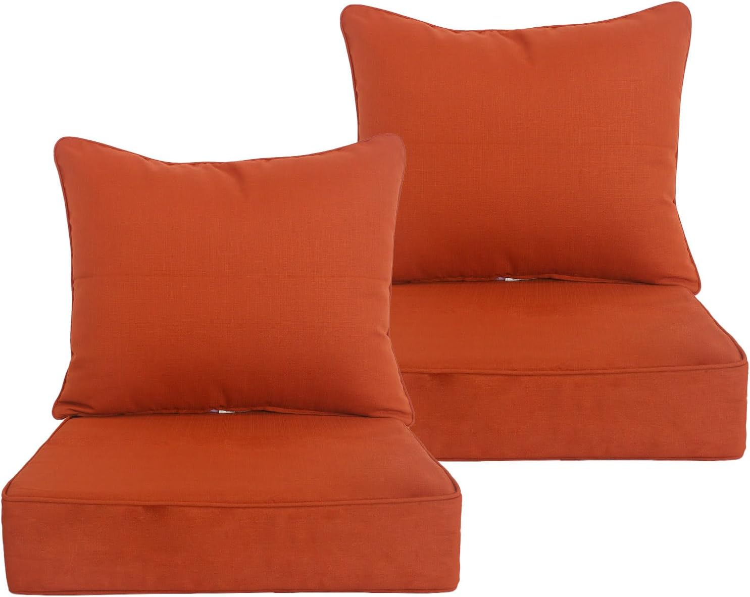 Goodgoods 24x24 inch Outdoor/Indoor Deep Seat Patio Cushions Set of 2 Resilient Foam Filling Water Repellent Stain-Resistant UV Resistant Weather Resistant Deep Seat Bottom Quarry Red Quarry Red Water-repellent 24''x24'' 2 sets