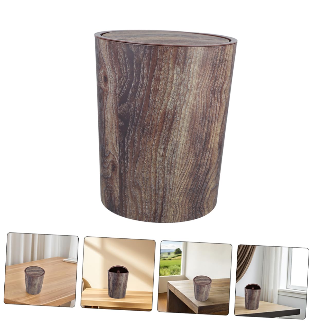 Garneck Cestino per Spazzatura in Stile Fattoria Cestino per Carta Straccia in Plastica Pp Grande Capacità Venatura del Legno per Casa Cucina Ufficio Bagno Camera da Letto
