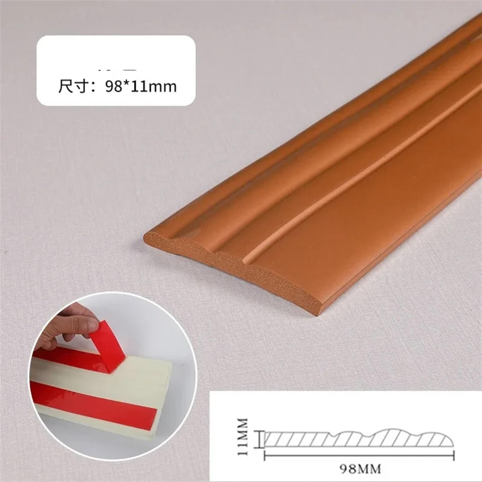 Remate De Rodapié 2 uds 2mX80mm pegatinas de pared espuma PVC impermeable autoadhesivo suelo rodapié TV Fondo borde modelado DIY decoración del hogar(Beige)