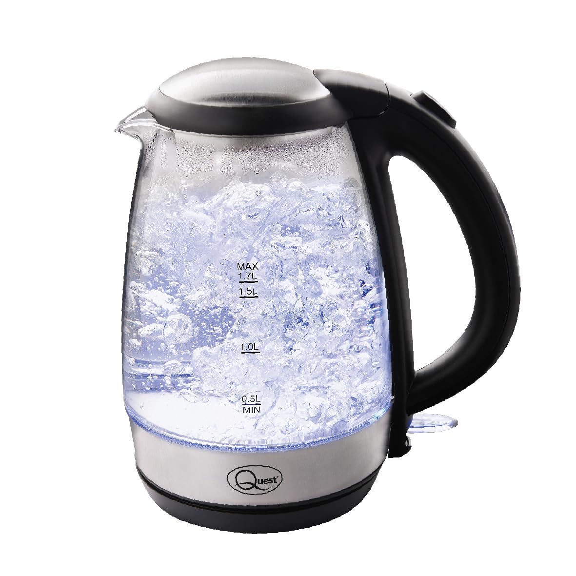 Quest Appliances Blue 1.7L Fast Boil Glass Kettle