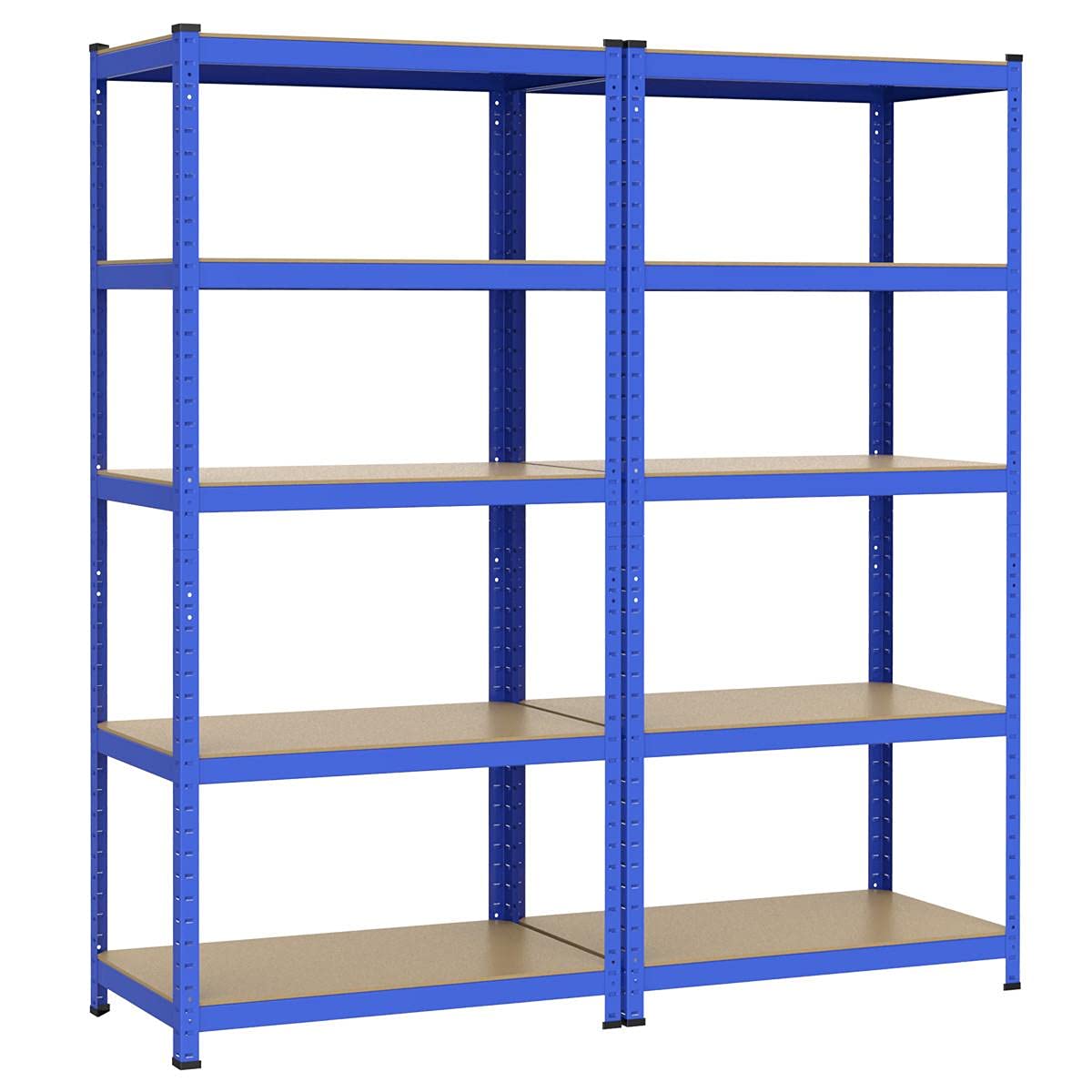 Yaheetech 5-Tier Garage Shelves 2PCS Standing Racking Shelving Units, Heavy Duty Adjustable Garage Shelving Unit for Workshop/Shed/Office, 180cm x90cm x 45cm, 265kg Per Shelf, Blue