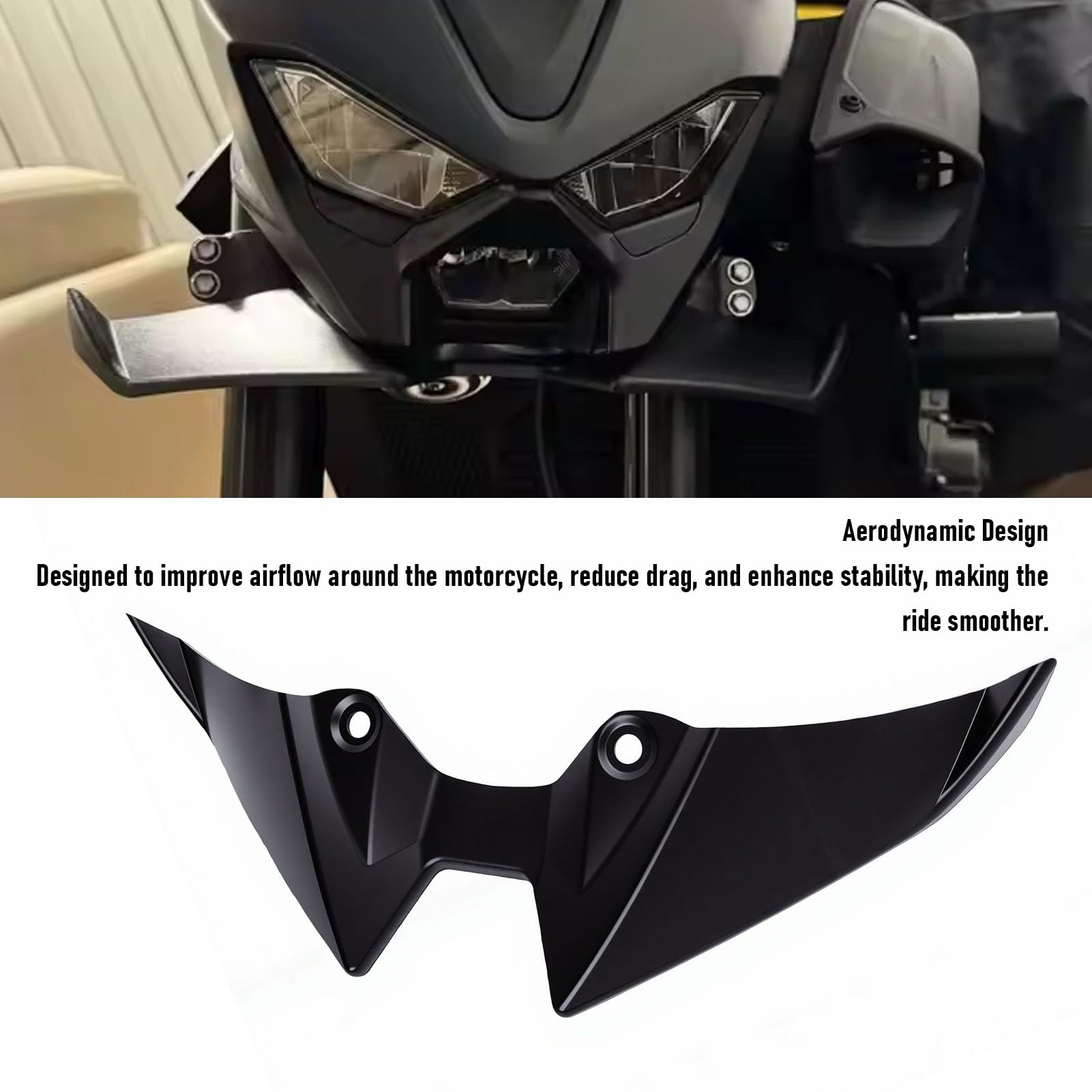 Fockety Przedni Spojler Motocyklowy z Owiewkami ABS, dla Z900 Z900SE | Aerodynamiczny winglet owiewki, zestaw przedniego spojlera, akcesoria motocyklowe Aero do Z900 2025-up, łatwa instalacja