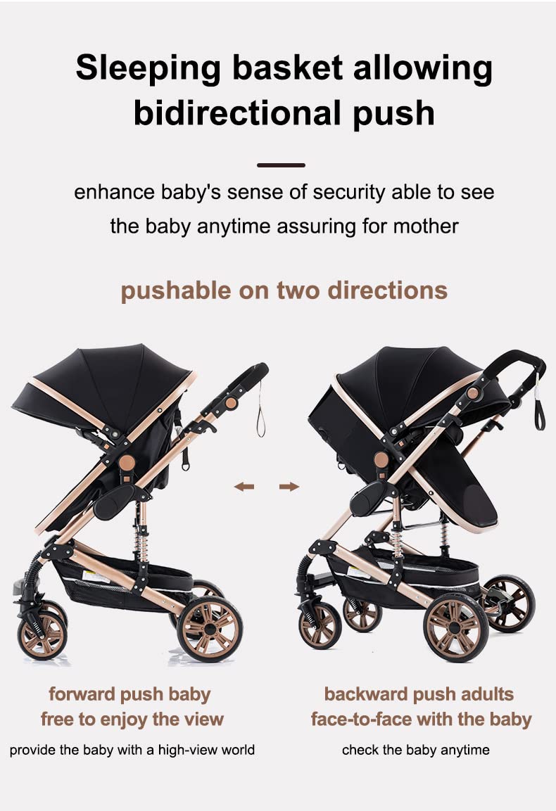 Passeggino 3 in 1 Trio Carrozzina Pieghevole Neonato Rosa