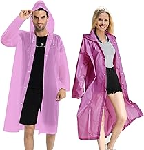 DNY Rain Coats - Reusable EVA Rain Ponchos for Adults Rain Jackets Raincoats for Men & Women (Pink)