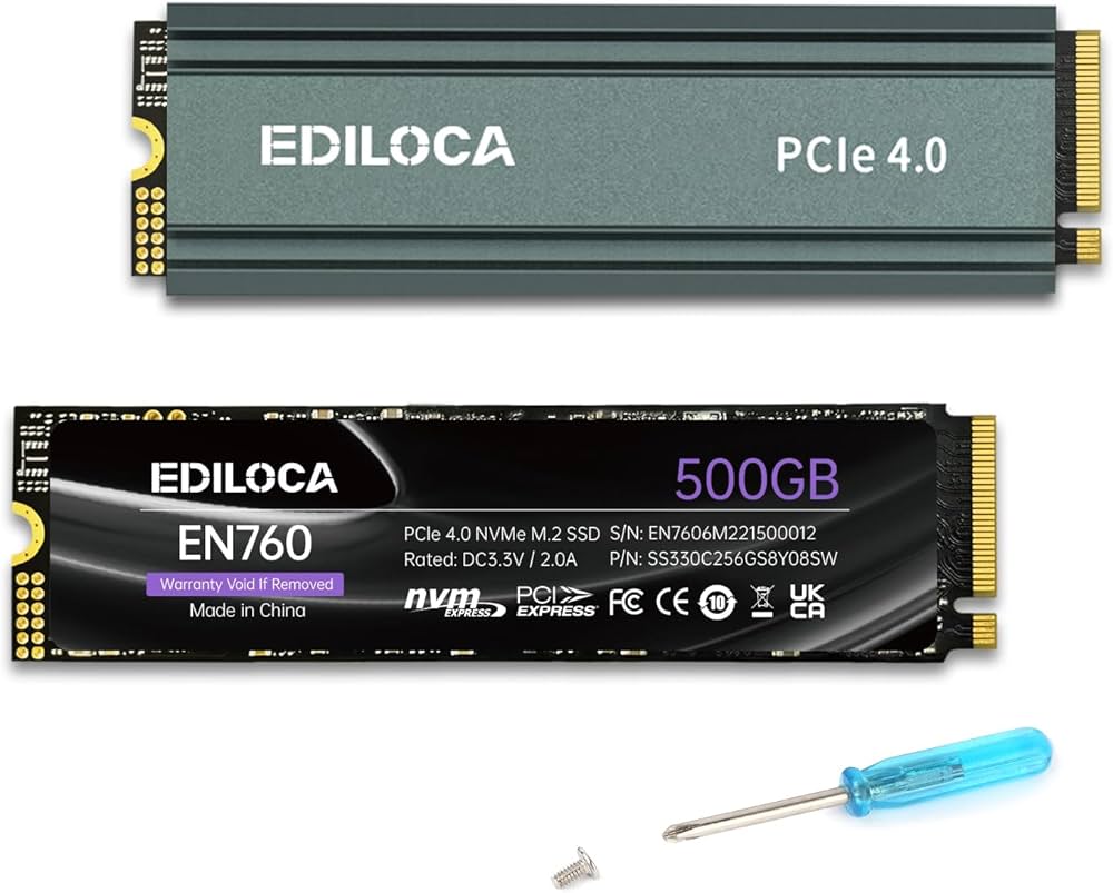 Amazon | Ediloca EN760 SSD ヒートシンク付き 500GB PCIe Gen4x4 NVMe