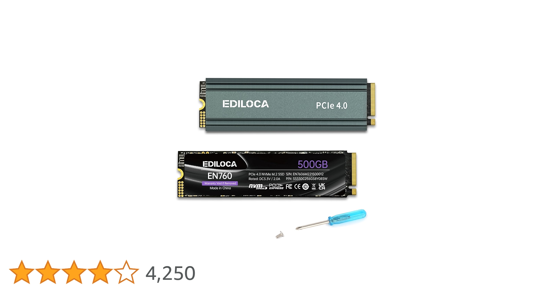 【新品未使用】ヒートシンク付きEDILOCA EN760 SSD 2TB Amazon | Ediloca EN760 SSD ヒートシンク付き 2TB PCIe Gen4x4