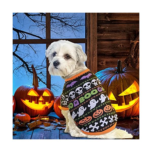 5 pcs halloween dog shirt halloween dog clothes pumpkin ghosts skeletons pet costume printed funny scary dog apparel halloween party cosplay supplies for pet dogs, cats - image 7