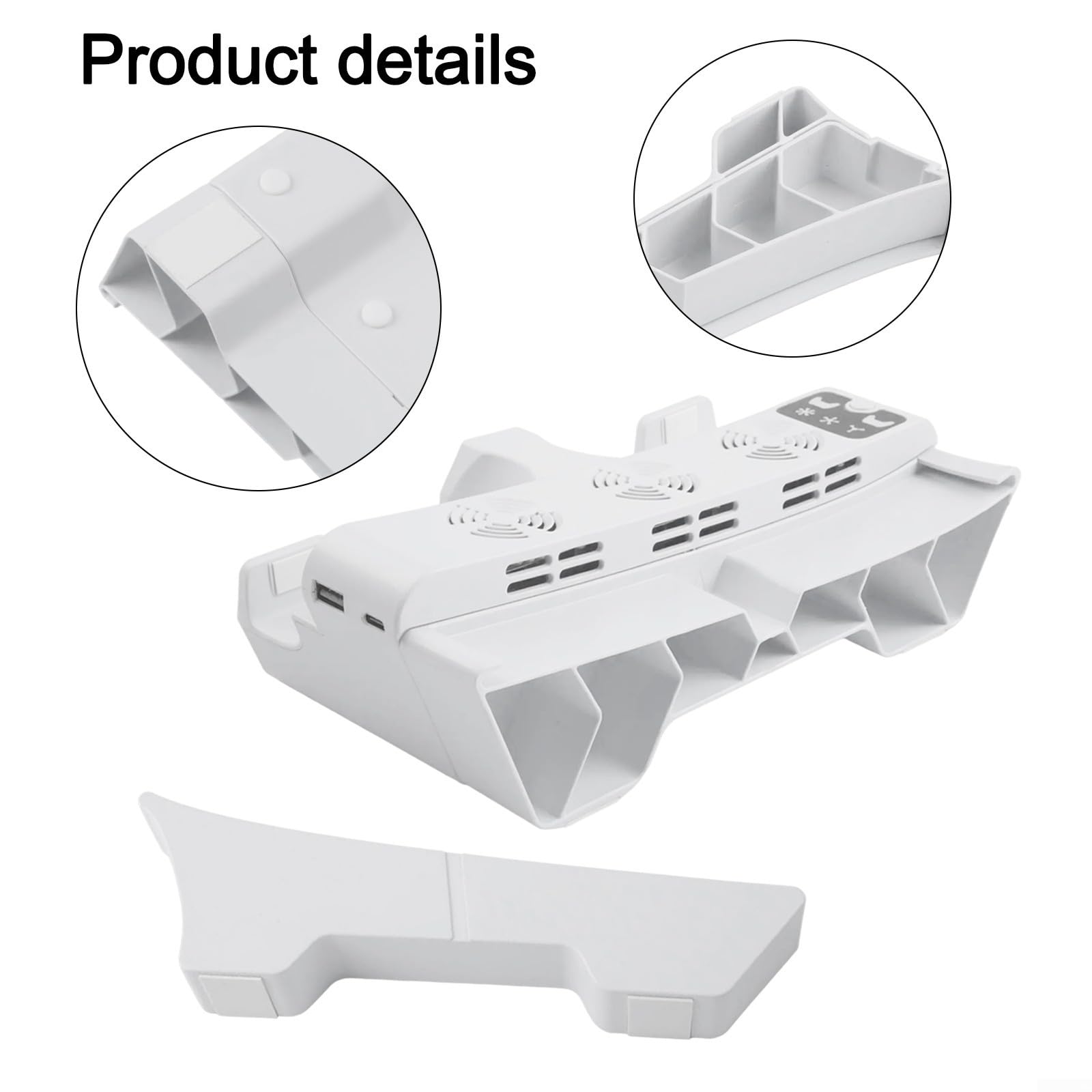 Support de refroidissement horizontal pour PS5 Slim & Pro avec ventilateur à 3 niveaux et chargeur double manette, support de console peu encombrant