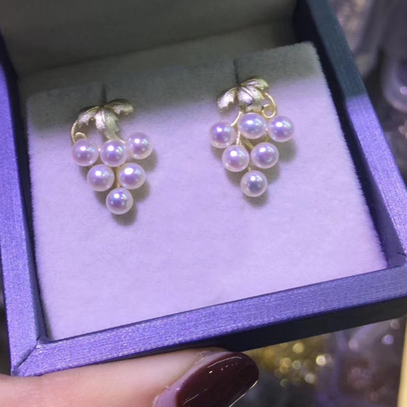 LOKILOKI 925 Sterling Silver Jewelry Pearl Grape Earrings Fine Natural Pearl Jewelry 3-4mm Stud Earrings For Women
