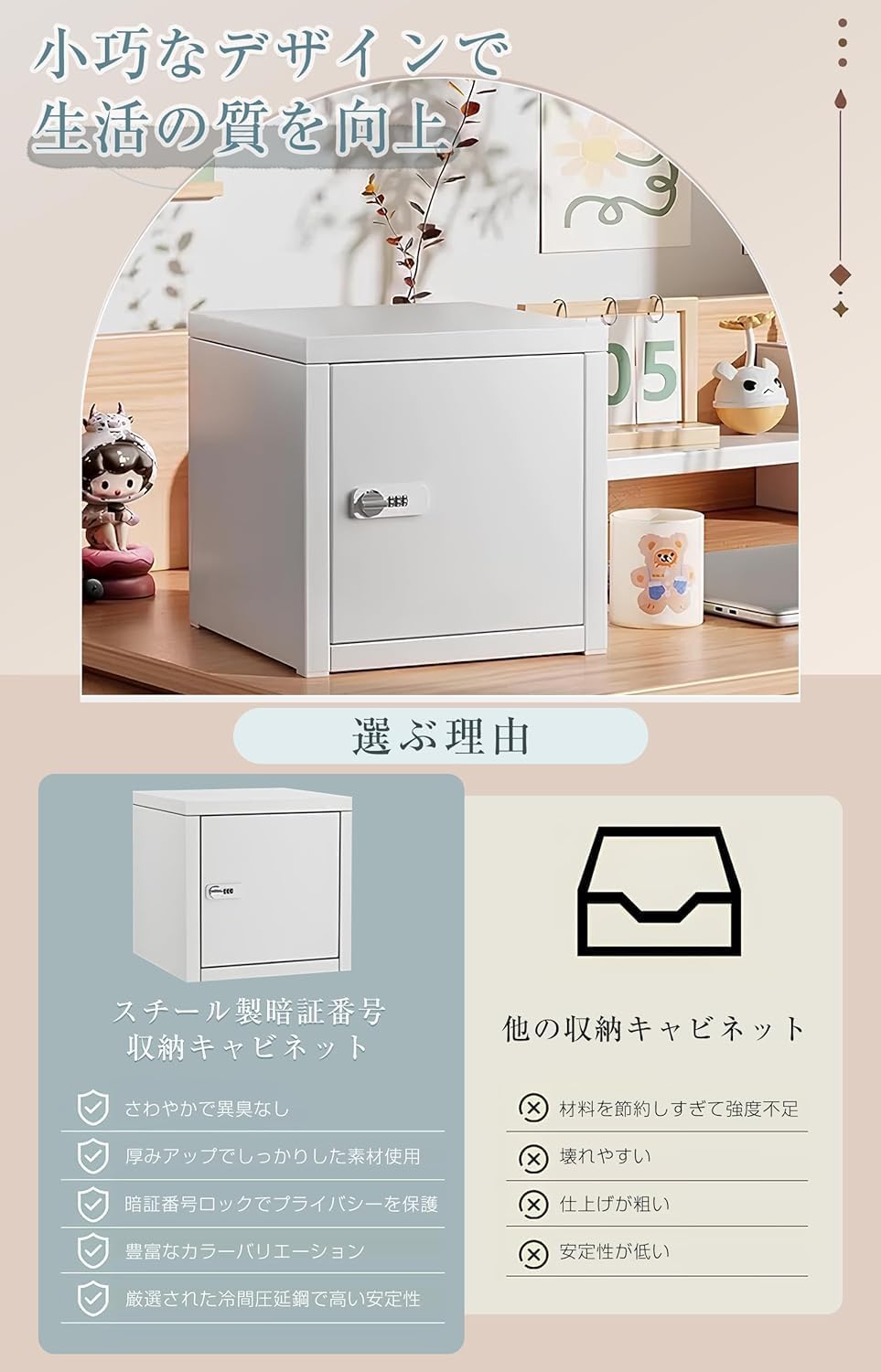ミニ金庫 A4ファイル対応 家庭用金庫 ダイヤル式ロック 小型 スチール製 収納ボックス 仕切り板付き 耐火 おしゃれ 可愛い 盗難
